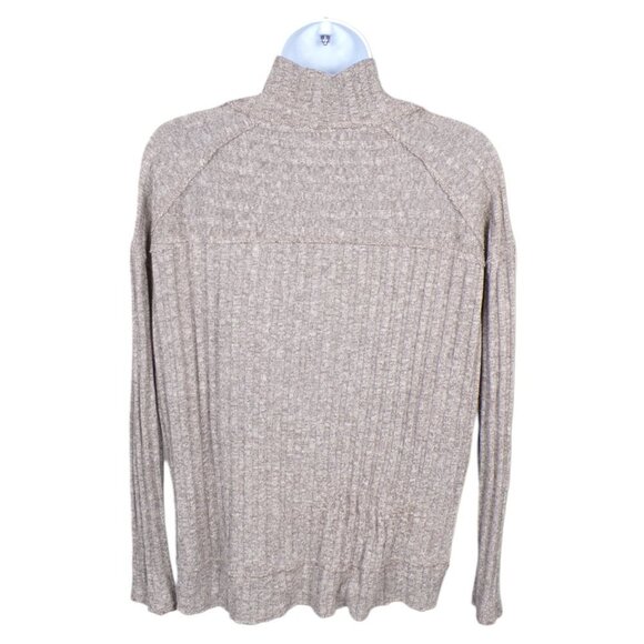 Free People Mock Neck Long Sleeve Ribbed Sweater Taupe XS #869 - Picture 2 of 9